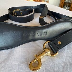 Blue Giorgio Armani Leather Bag Strap with Gold Hardware